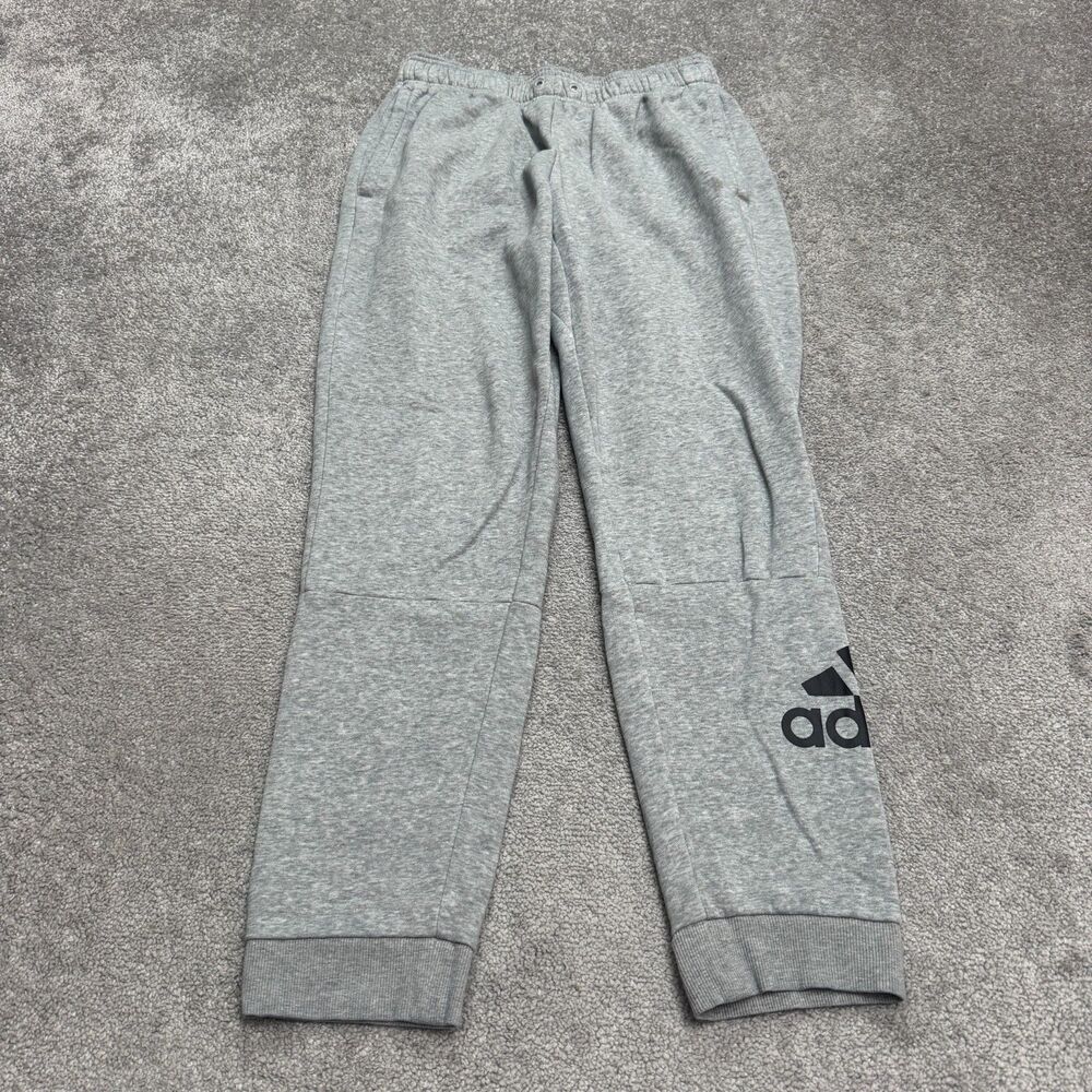 Adidas Graphic Jogger Sweatpants Mens Medium Gray Elastic Waist Athletic Active